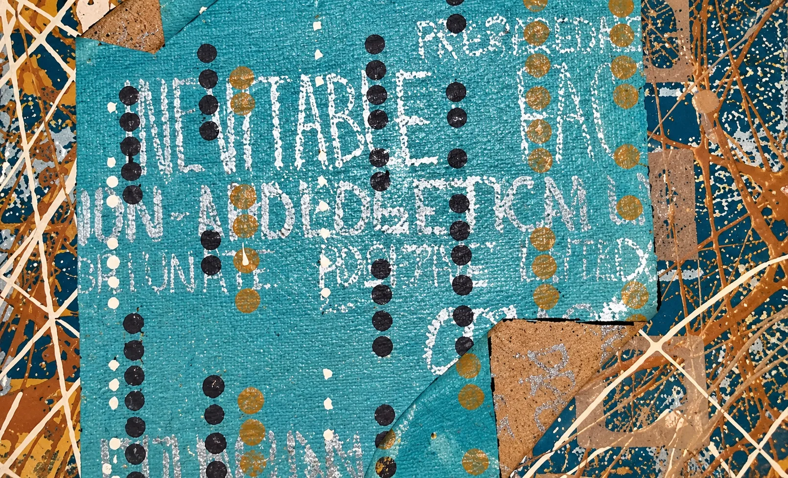 Close-up of copper and teal acrylic paint textures